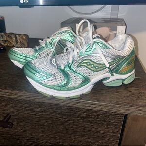 Saucony Women's Metallic Green and Gold Athletic Shoes